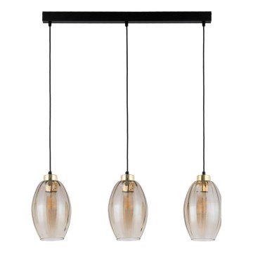 LED-pendel på wire SEBO 3xE27/15W/230V sort/røgfarvet beige