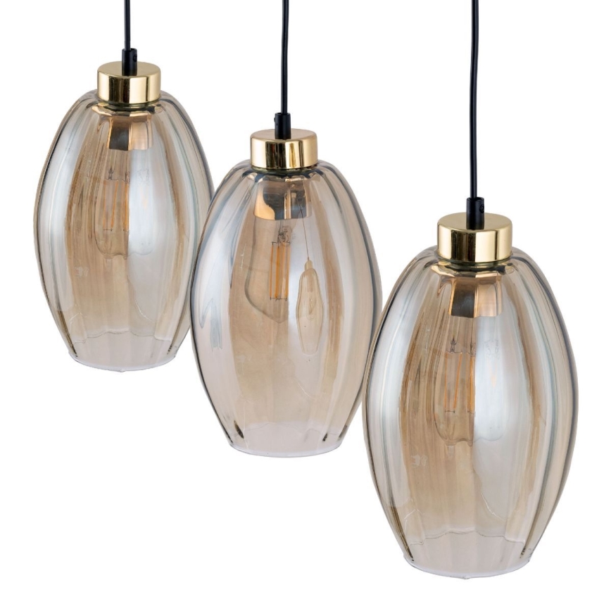 LED-pendel på wire SEBO 3xE27/15W/230V sort/røgfarvet beige