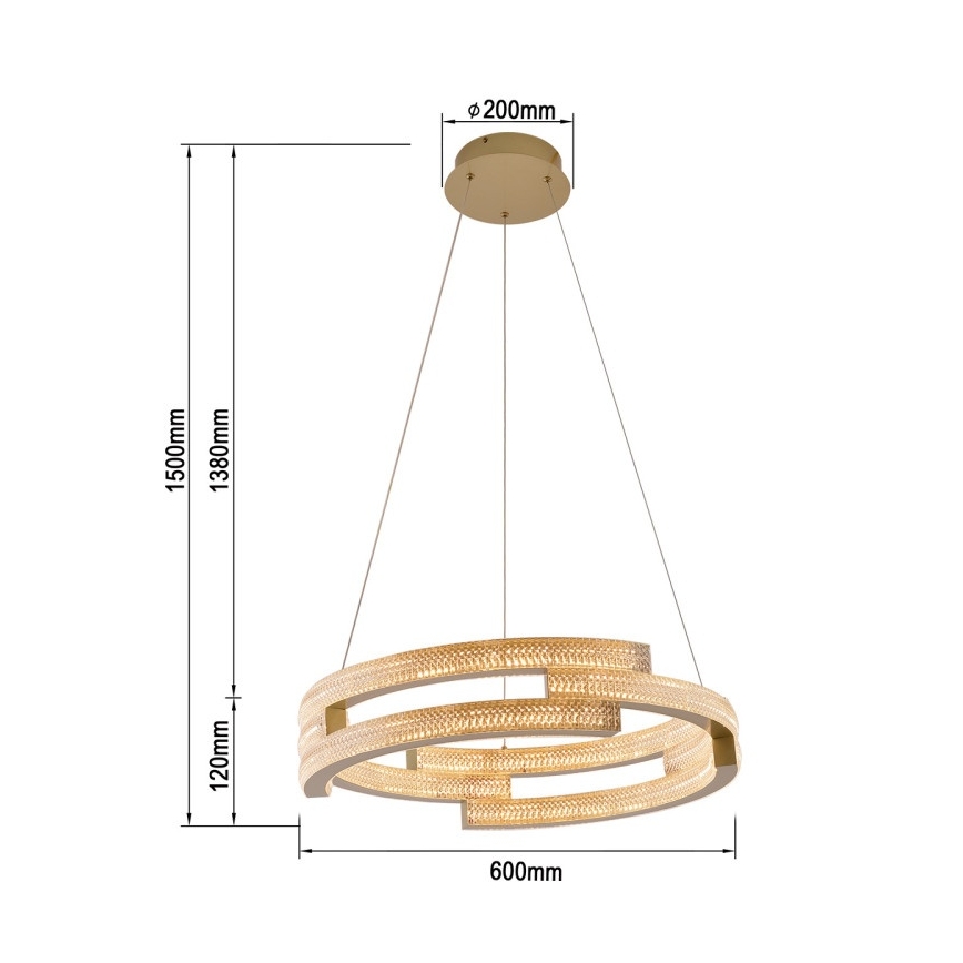 LED-pendel på wire TARJA LED/36W/230V 3000/4000/6000K Ø 60 cm guld
