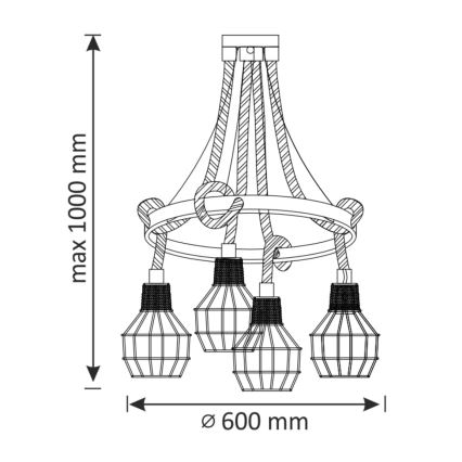 LED pendel ROPE ALEGRA 4xE27/10W/230V