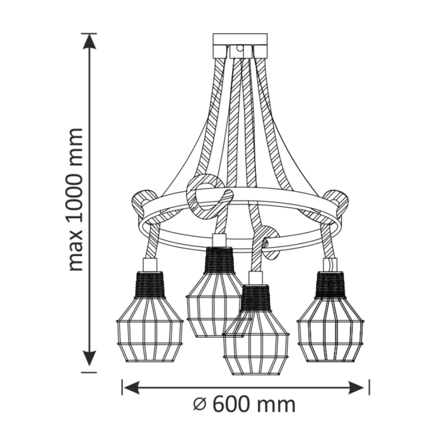 LED pendel ROPE ALEGRA 4xE27/10W/230V