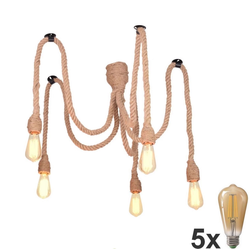 LED pendel ROPE CASA 5xE27/10W/230V edderkop