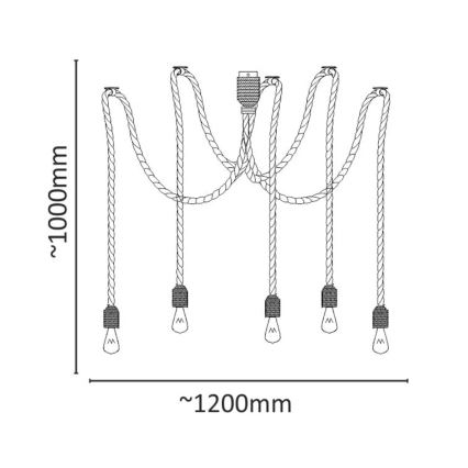 LED pendel ROPE CASA 5xE27/10W/230V edderkop