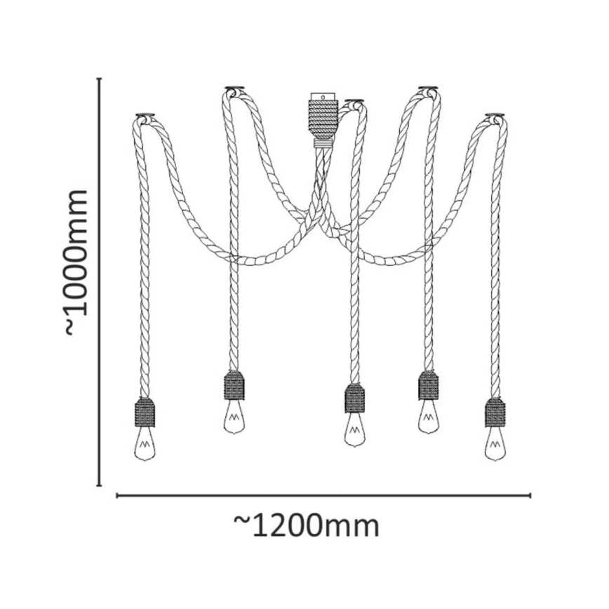 LED pendel ROPE CASA 5xE27/10W/230V edderkop