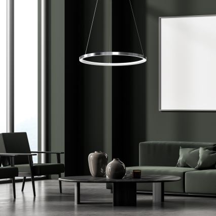 LED pendel ROTONDA LED/27W/230V mat krom