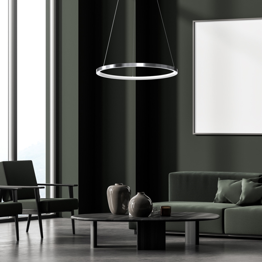 LED pendel ROTONDA LED/27W/230V mat krom