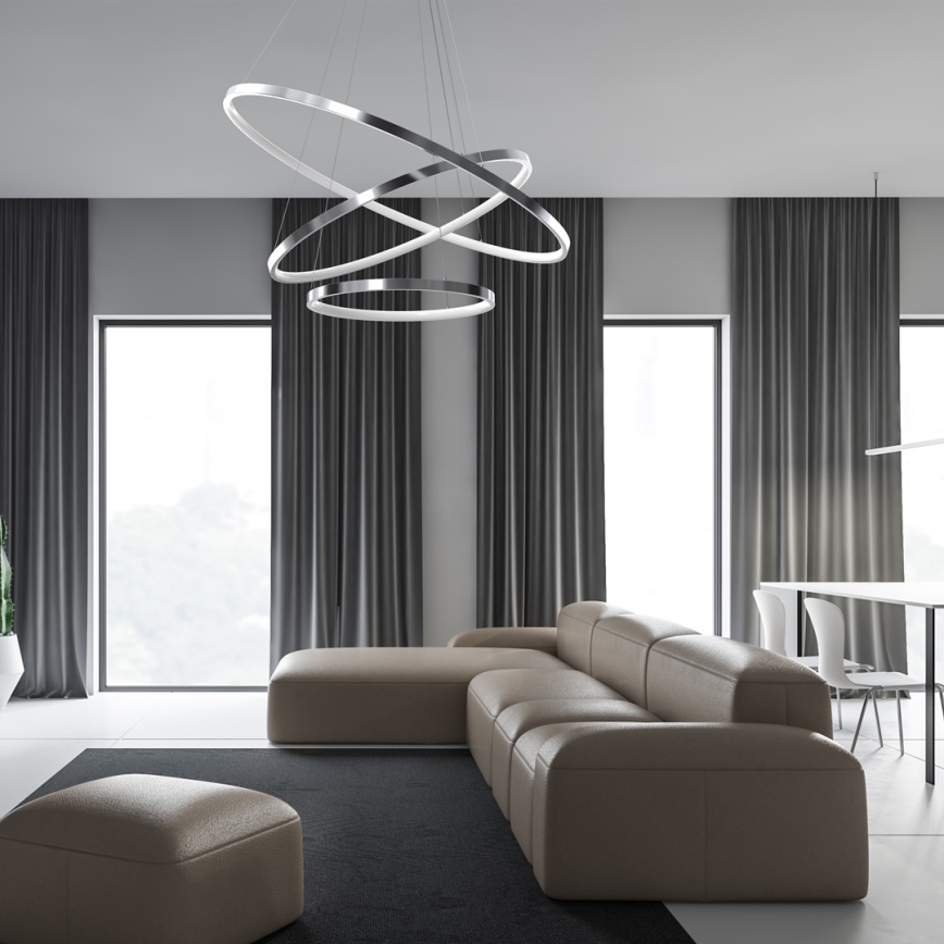 LED pendel ROTONDA LED/93W/230V mat krom