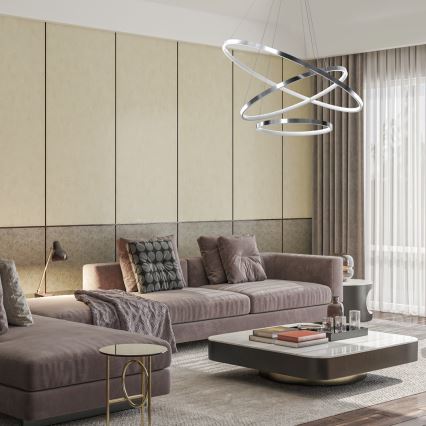 LED pendel ROTONDA LED/93W/230V mat krom