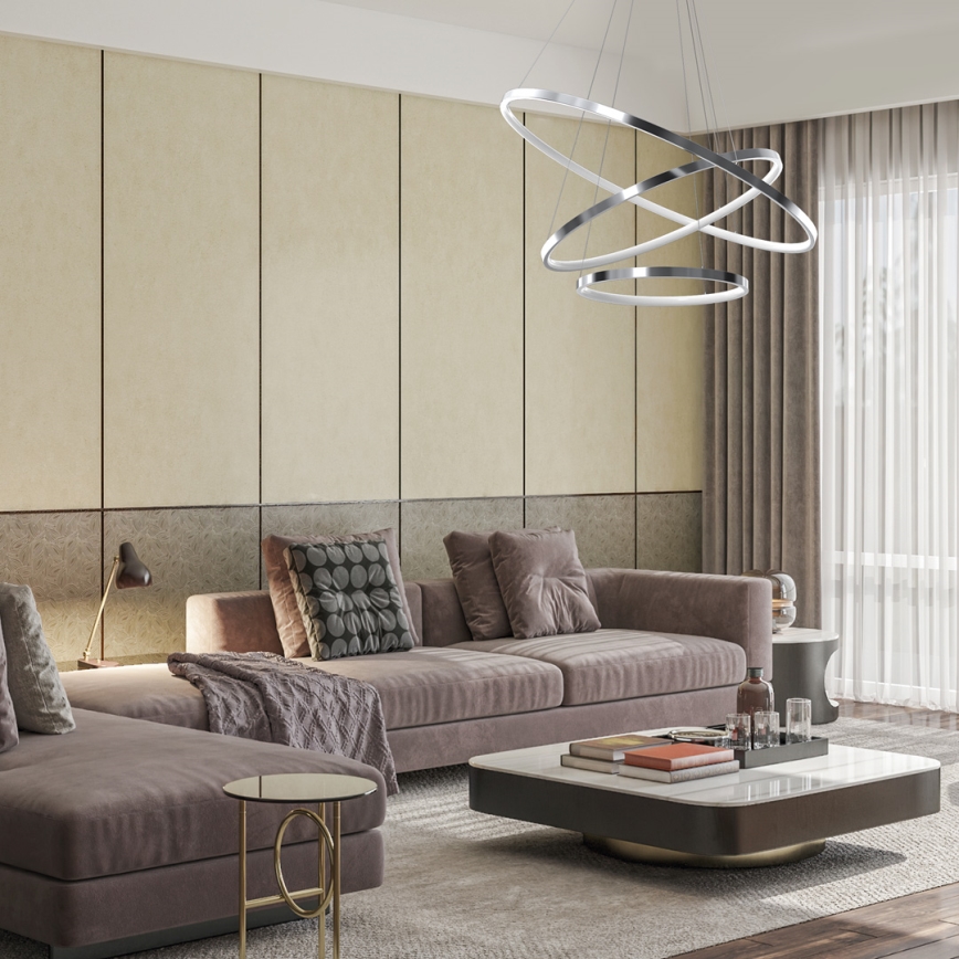 LED pendel ROTONDA LED/93W/230V mat krom