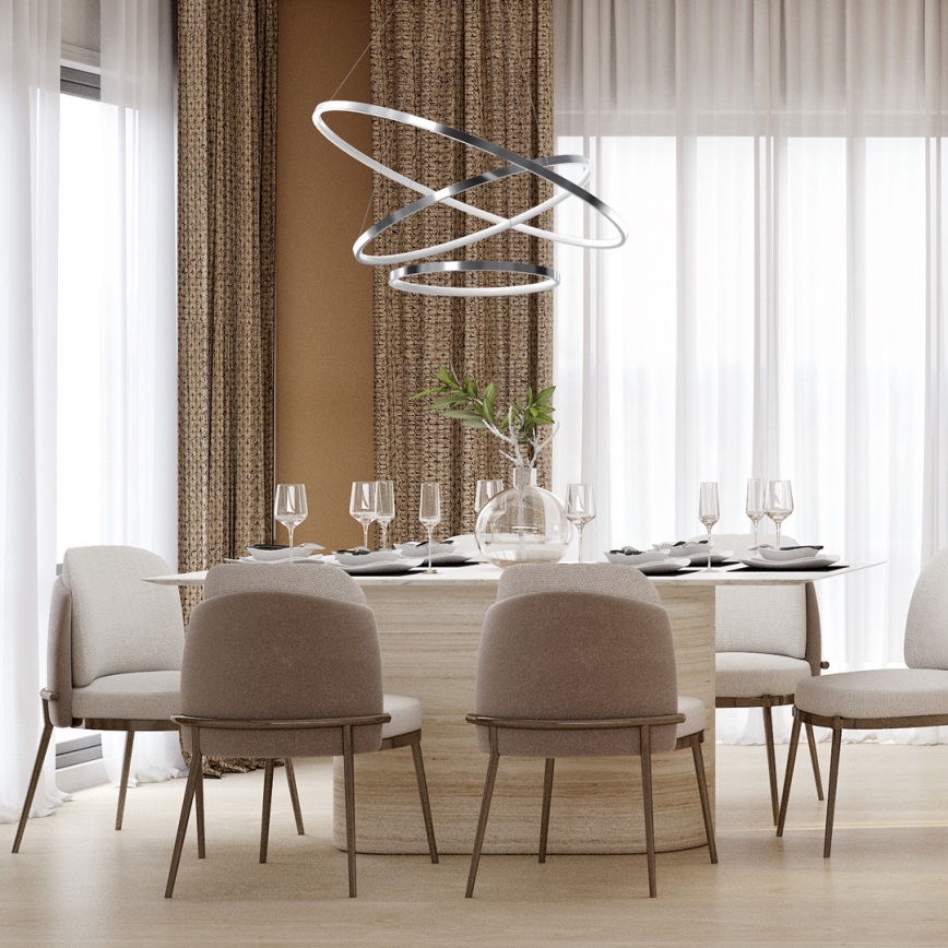 LED pendel ROTONDA LED/93W/230V mat krom