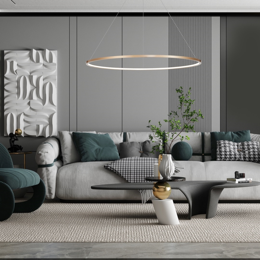 LED pendel til badeværelse SATURNO LED/65W/230V IP44 guldfarvet