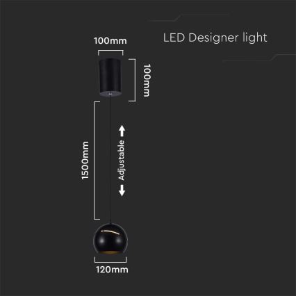 LED pendel touch-funktion LED/8,5W/230V 3000K sort