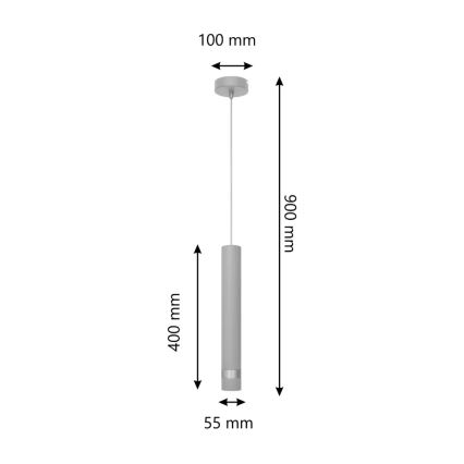LED pendel TUBA 1xGU10/4,8W/230V grå/skinnende krom