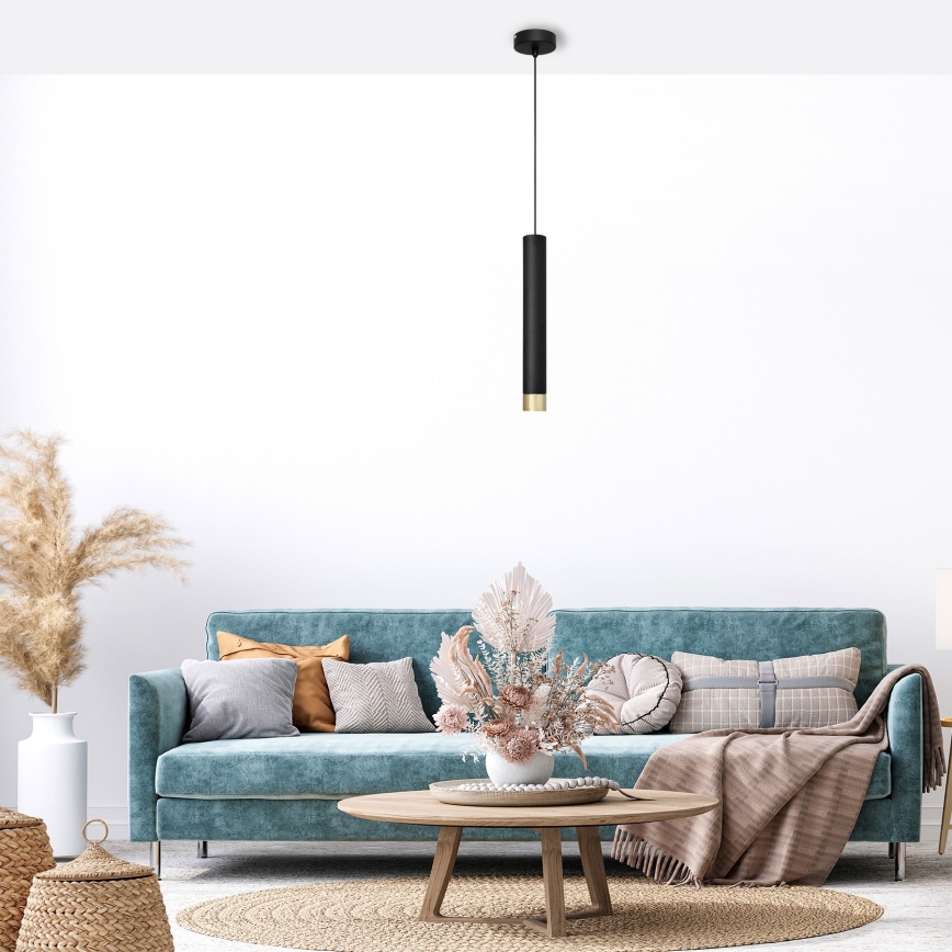 LED Pendel TUBA 1xGU10/4,8W/230V sort/gylden