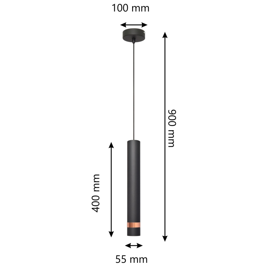 LED Pendel TUBA 1xGU10/4,8W/230V sort/kobber