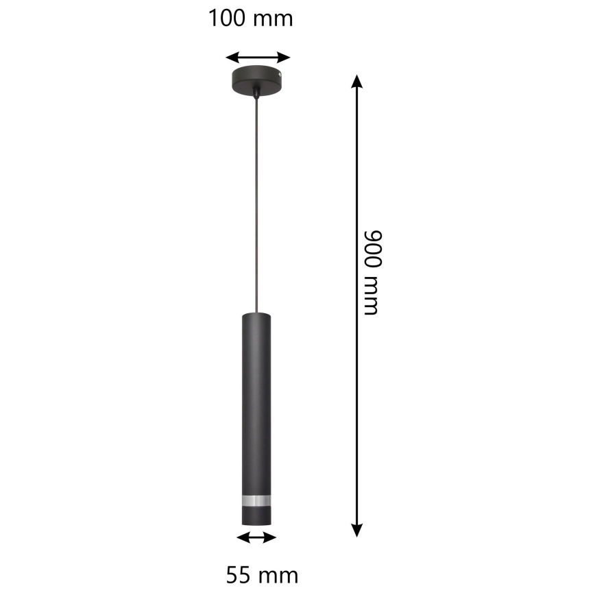 LED pendel TUBA 1xGU10/4,8W/230V sort/skinnende krom