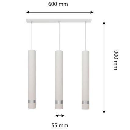 LED Pendel TUBA 3xGU10/4,8W/230V hvid/mat krom