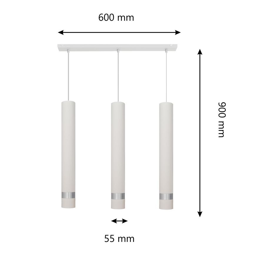 LED Pendel TUBA 3xGU10/4,8W/230V hvid/mat krom