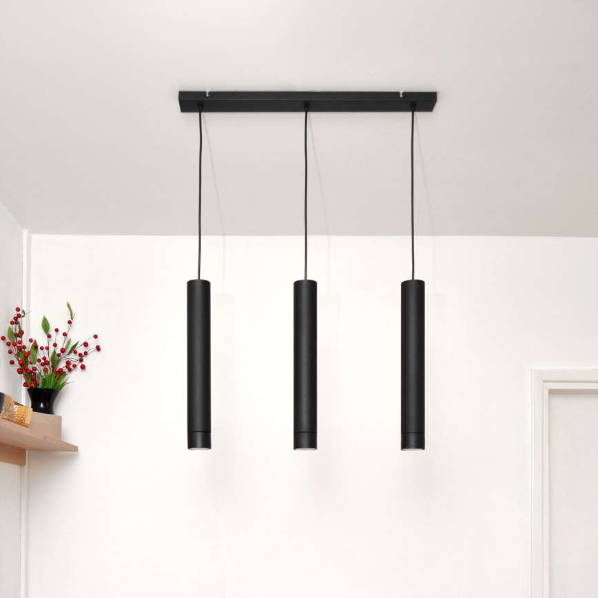 LED Pendel TUBA 3xGU10/4,8W/230V sort