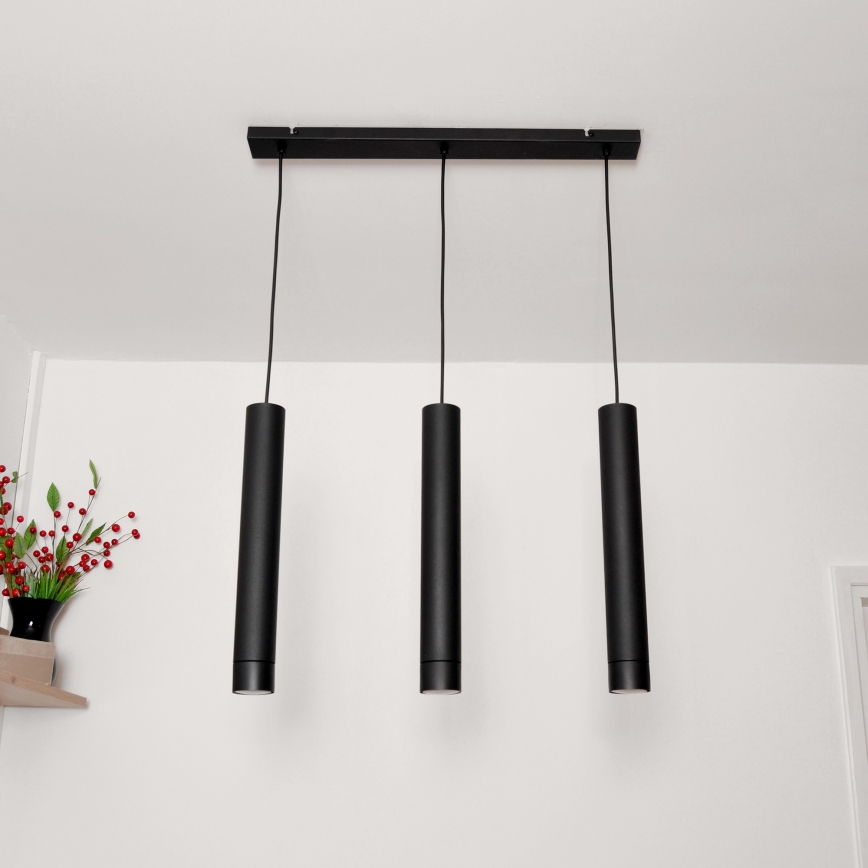 LED Pendel TUBA 3xGU10/4,8W/230V sort