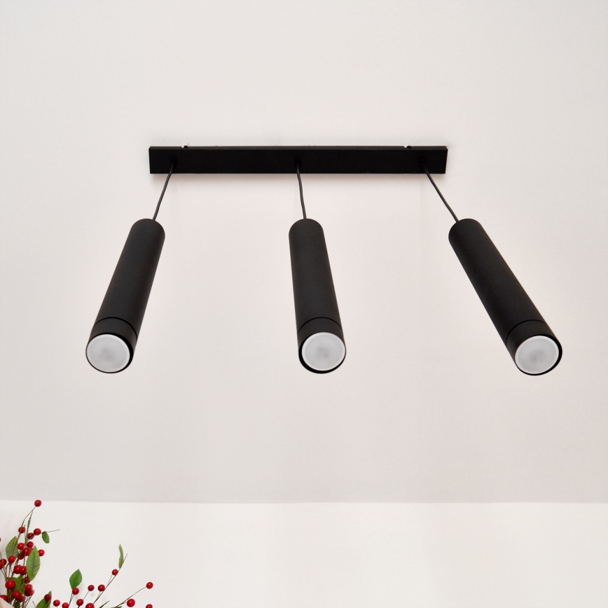 LED Pendel TUBA 3xGU10/4,8W/230V sort