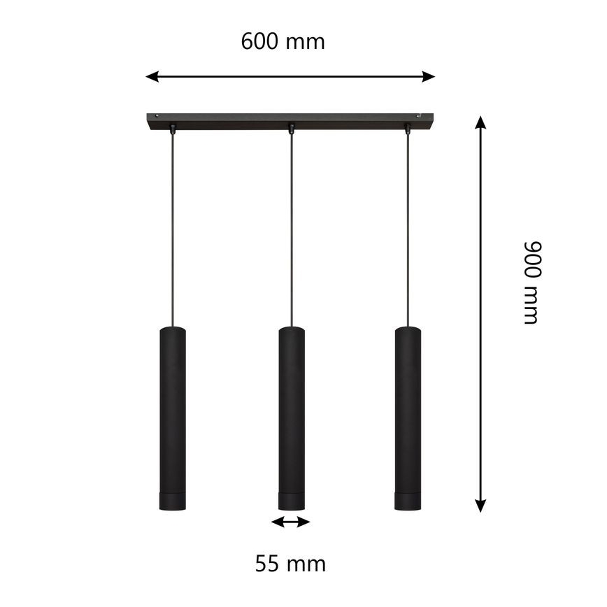 LED Pendel TUBA 3xGU10/4,8W/230V sort