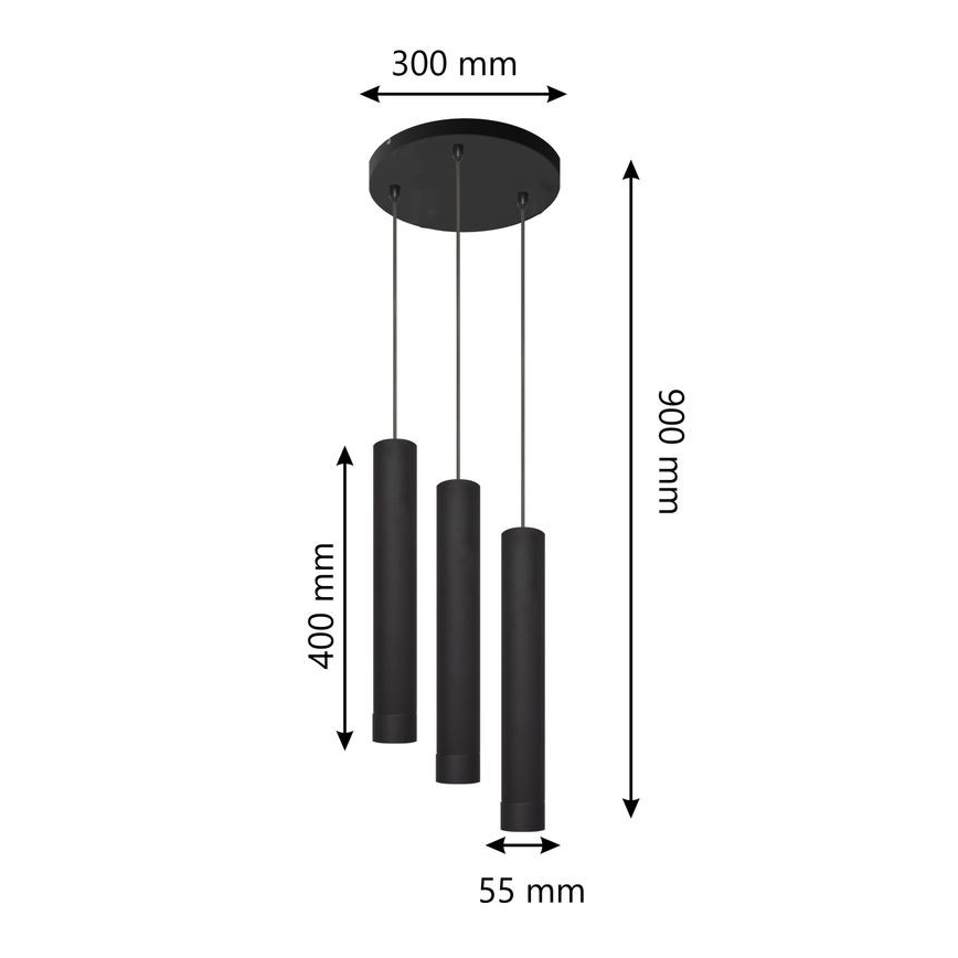 LED Pendel TUBA 3xGU10/4,8W/230V sort