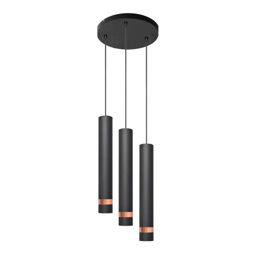 LED Pendel TUBA 3xGU10/4,8W/230V sort/kobber