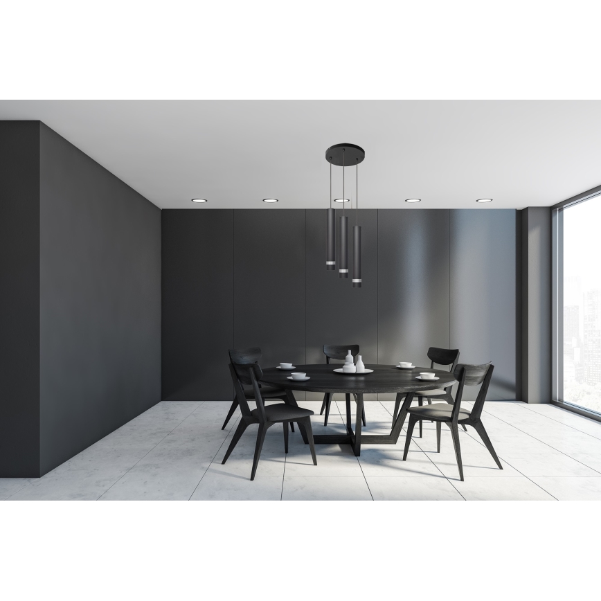 LED pendel TUBA 3xGU10/4,8W/230V sort/skinnende krom