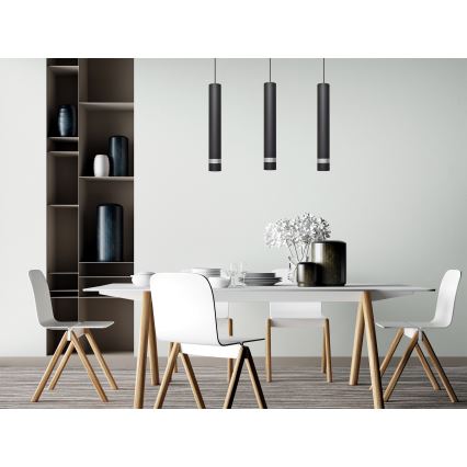 LED pendel TUBA 3xGU10/4,8W/230V sort/skinnende krom