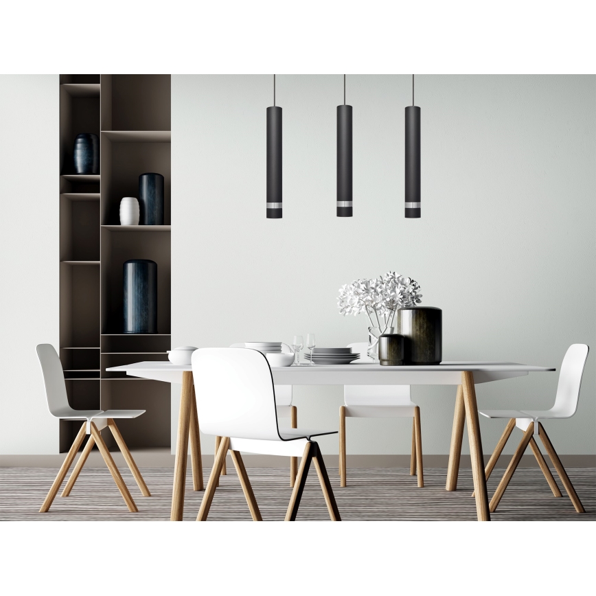 LED pendel TUBA 3xGU10/4,8W/230V sort/skinnende krom