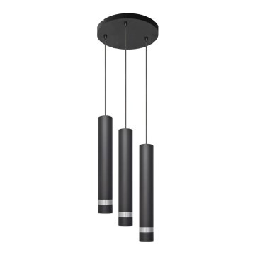 LED pendel TUBA 3xGU10/4,8W/230V sort/skinnende krom