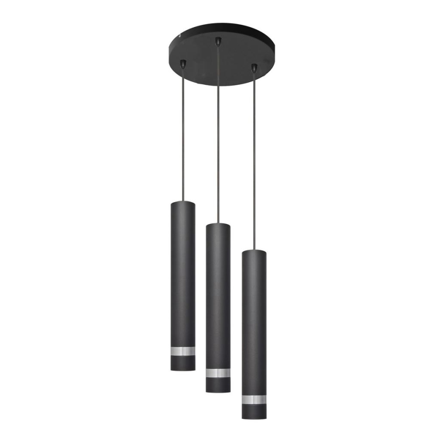 LED pendel TUBA 3xGU10/4,8W/230V sort/skinnende krom