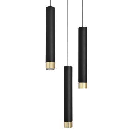 LED Pendel TUBA 3xGU10/6,5W/230V sort/gylden