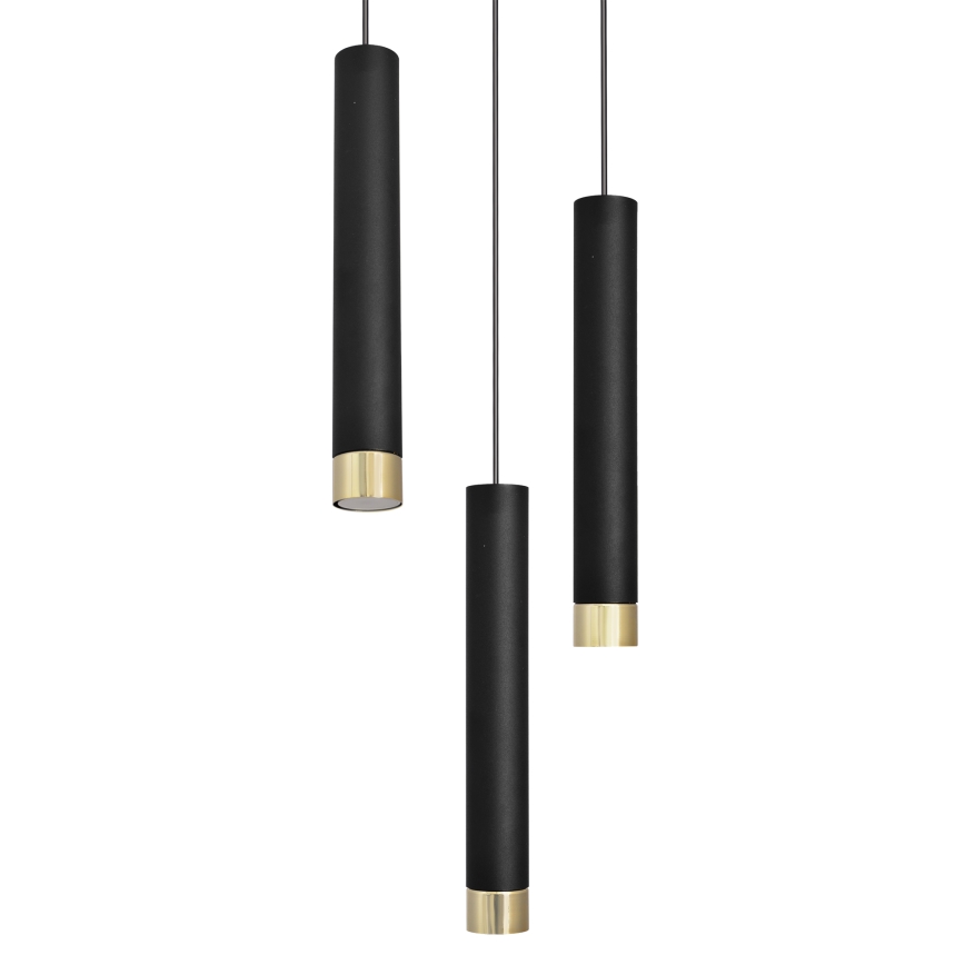 LED Pendel TUBA 3xGU10/6,5W/230V sort/gylden