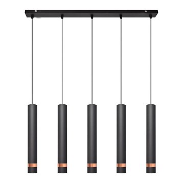 LED Pendel TUBA 5xGU10/6,5W/230V sort/kobberfarvet