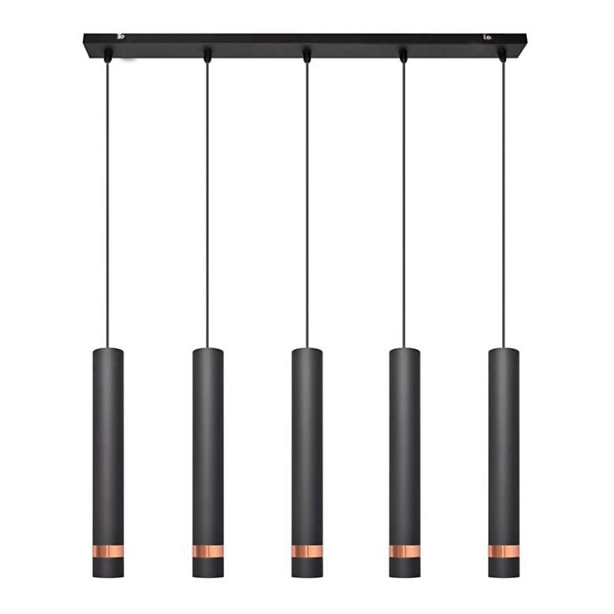 LED Pendel TUBA 5xGU10/6,5W/230V sort/kobberfarvet