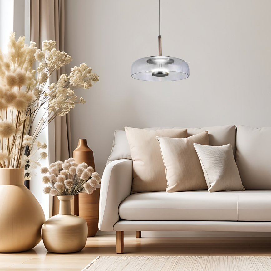 LED pendel VETRO LED/6W/230V diameter 23 cm grå/sort