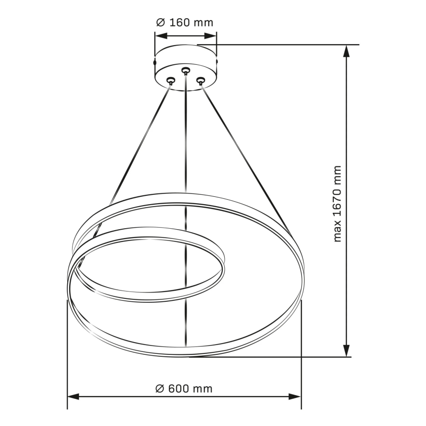 LED pendel ZEFIRA LED/52W/230V 4000K diameter 60 cm antracit