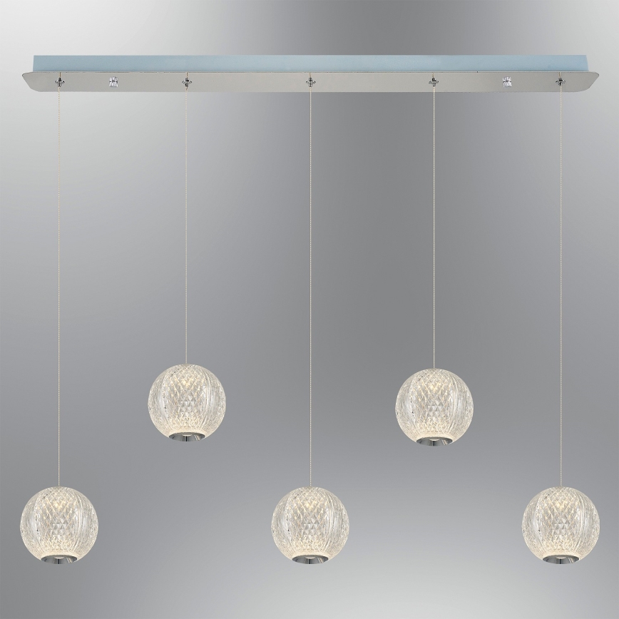LED Pendellampe CREMONA 5xLED/5W/230V 3000K mat chrome