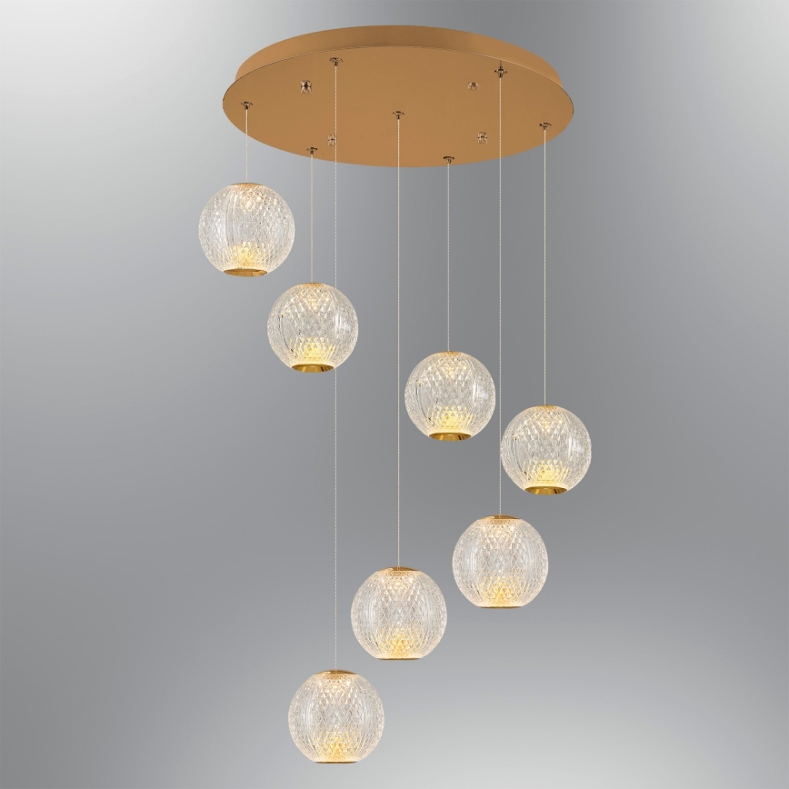 LED Pendellampe CREMONA 7xLED/5W/230V 3000K Guld