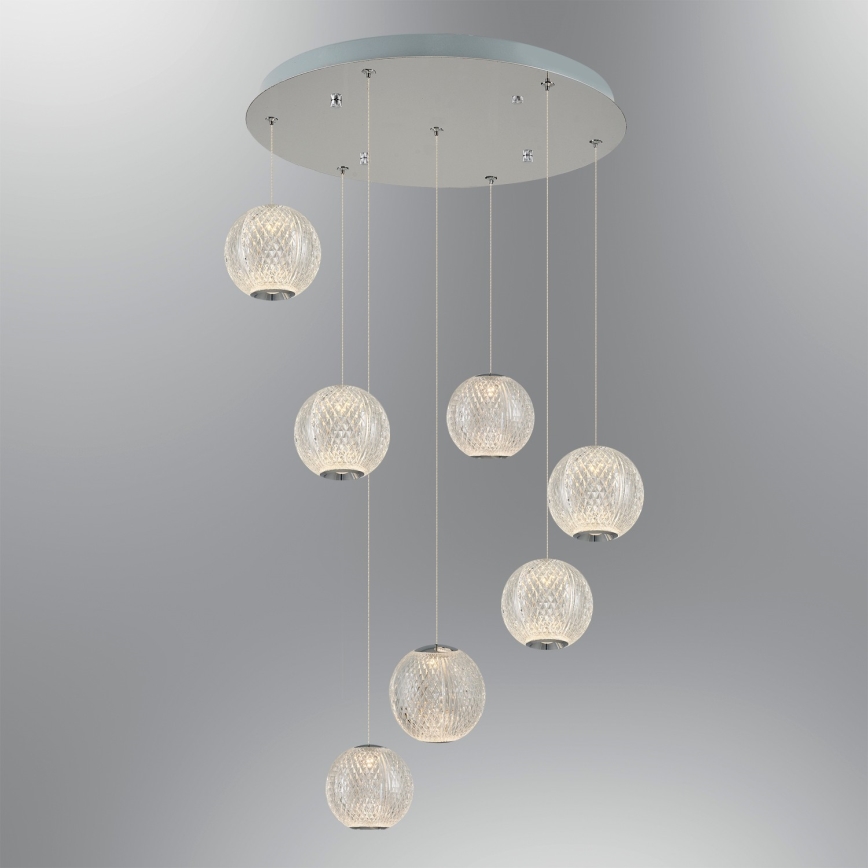 LED Pendellampe CREMONA 7xLED/5W/230V 3000K mat chrome