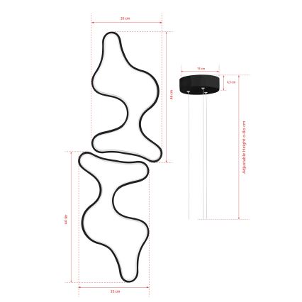 LED Pendellampe DUPLE ARTISAN LED/80W/230V 6500K sort