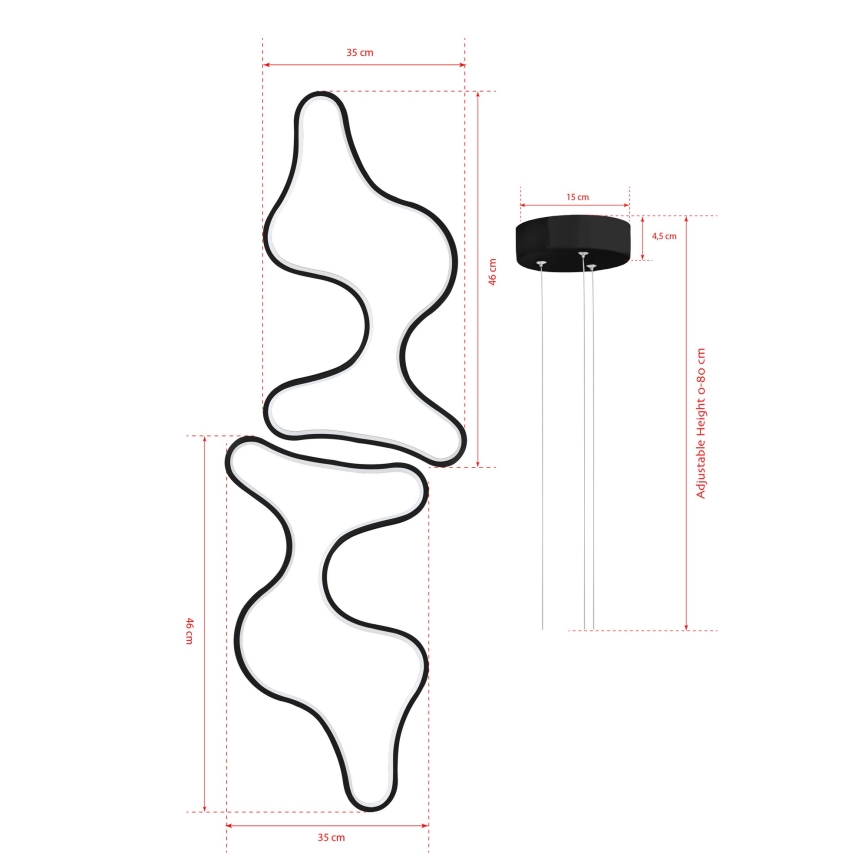 LED Pendellampe DUPLE ARTISAN LED/80W/230V 6500K sort