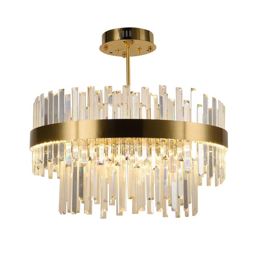 LED krystalpendel dæmpbar LED/80W/230V 3000-6500K guldfarvet + fjernbetjening