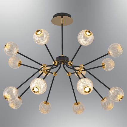 LED Pendellampe GELA 16xLED/5W/230V 3000K sort/guld
