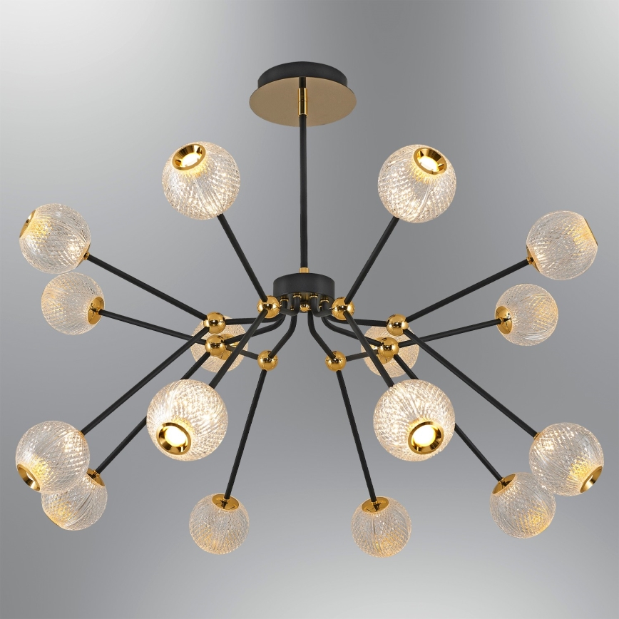 LED Pendellampe GELA 16xLED/5W/230V 3000K sort/guld