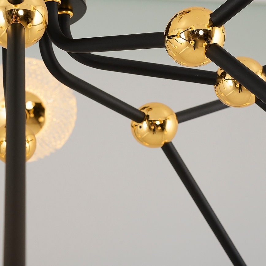 LED Pendellampe GELA 16xLED/5W/230V 3000K sort/guld