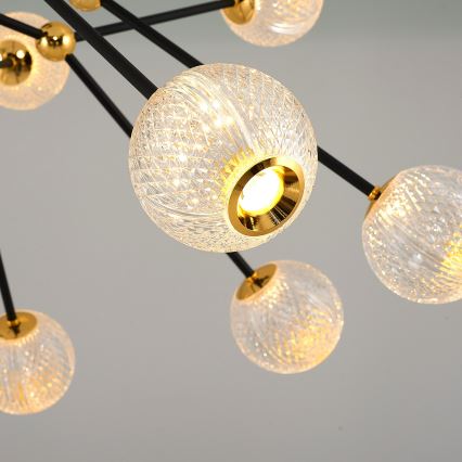 LED Pendellampe GELA 16xLED/5W/230V 3000K sort/guld