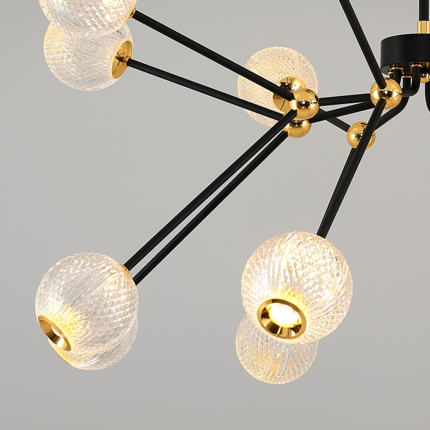 LED Pendellampe GELA 16xLED/5W/230V 3000K sort/guld